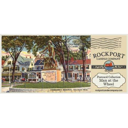 Rockport Candle Company Man at the Wheel Postcard candle