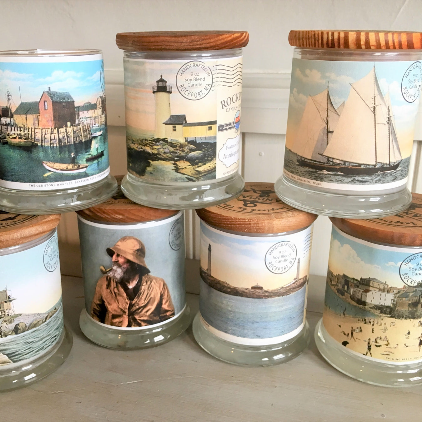 Collection of Vintage Postcard Candles - Rockport Candle Company