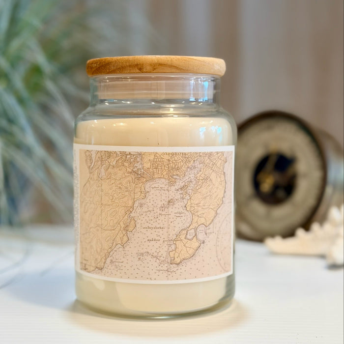 Compass Rose Gloucester nautical chart candle