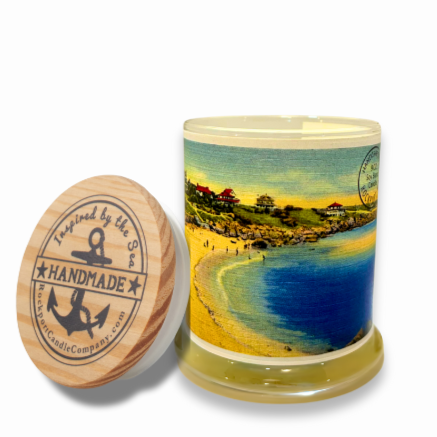 Vintage Postcard Candle - Old Garden Beach