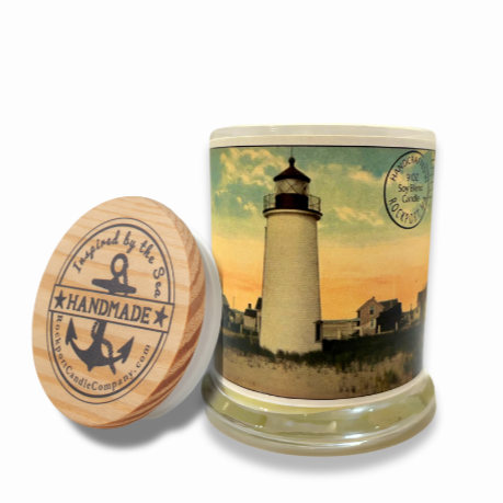 Vintage Postcard Candle - Plum Island Light