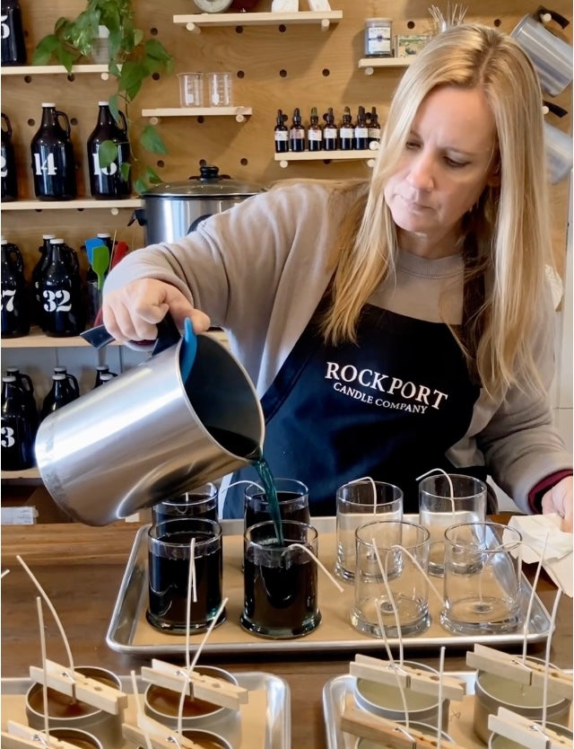 Pouring candles at Rockport Candle Company