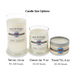 Size options, Rockport Candle Company